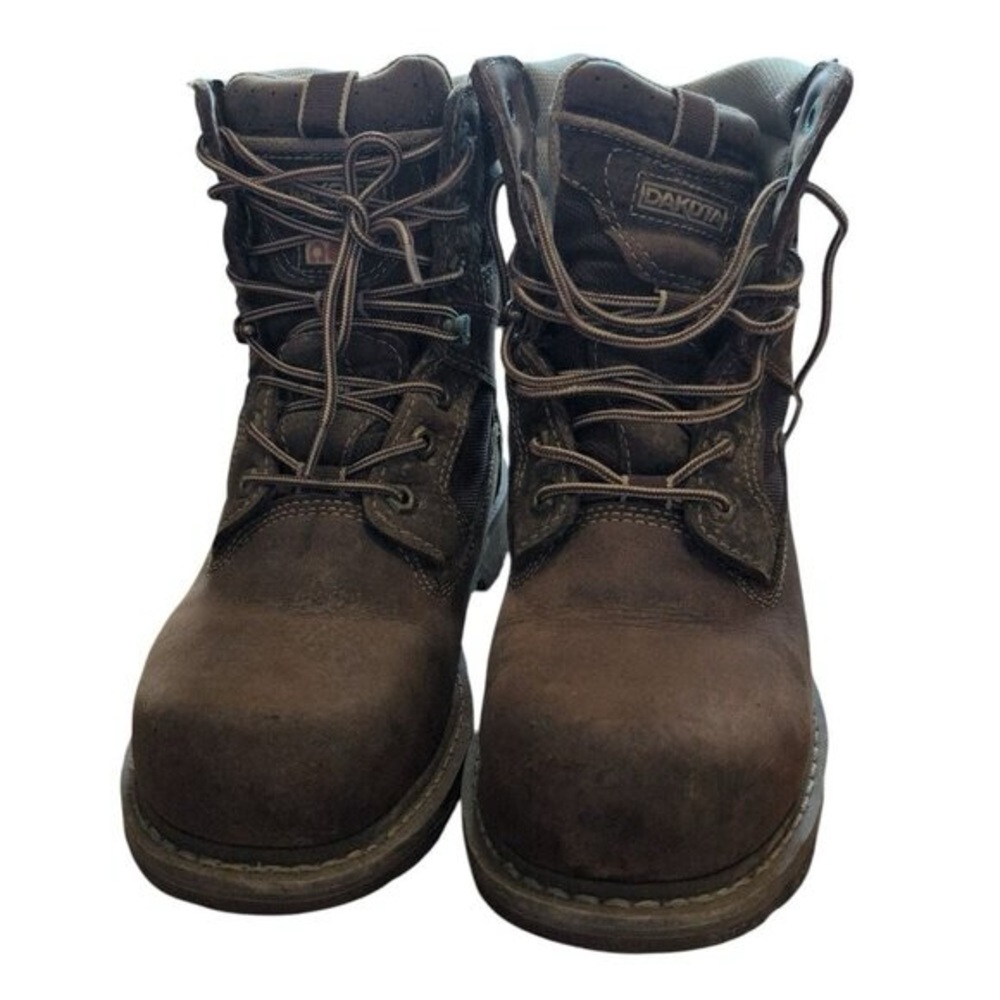 Dakota Work Boots Men s 6 Quad Comfort Safety Steel Toe Brown Lace up Mid Cut